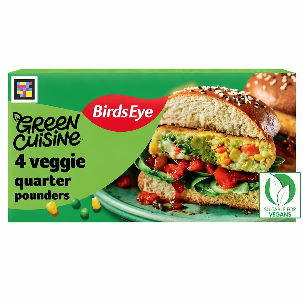 Birds Eye Green Cuisine Vegetarian Veggie Quarter Pounder Burgers x4 454g