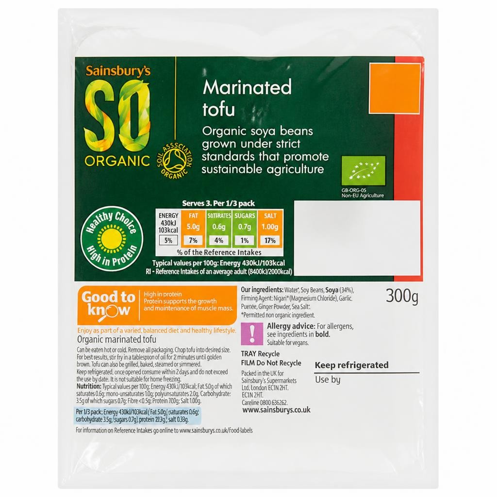 Sainsbury's Marinated Tofu, SO Organic 300g