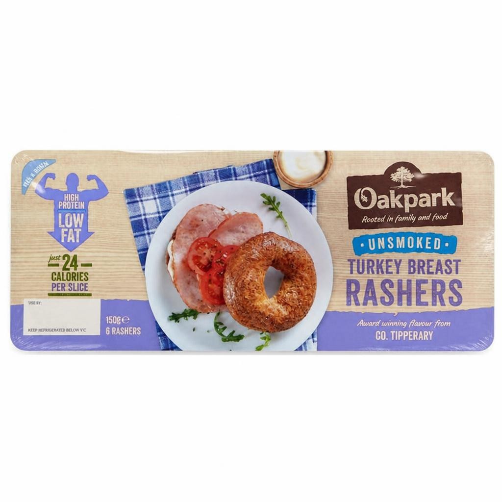 Oakpark Unsmoked Turkey Breast Rashers x6 150g