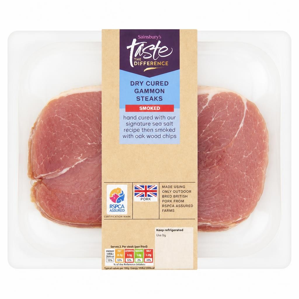 Sainsbury's Dry Cured Gammon Steaks Smoked, Taste the Difference 400g