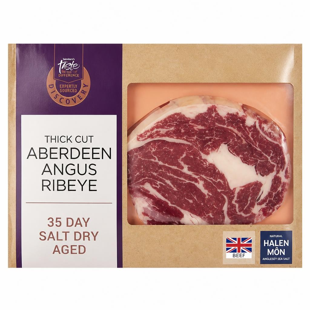 Sainsbury's Discovery 360g 35 Day Salt Dry Aged Thick Cut Aberdeen Angus Ribeye Steak, Taste the Difference