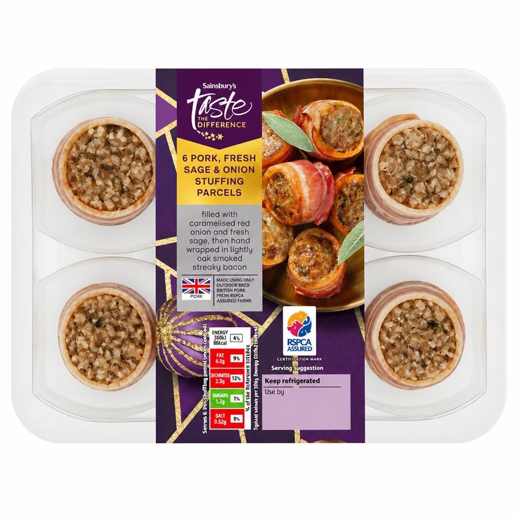 Sainsbury's Pork Fresh Sage & Onion Stuffing Parcels, Taste the Difference x6 252g