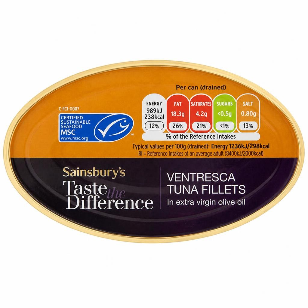 Sainsbury's Ventresca Tuna Fillets In Olive Oil, Taste the Difference 115g (80g*)