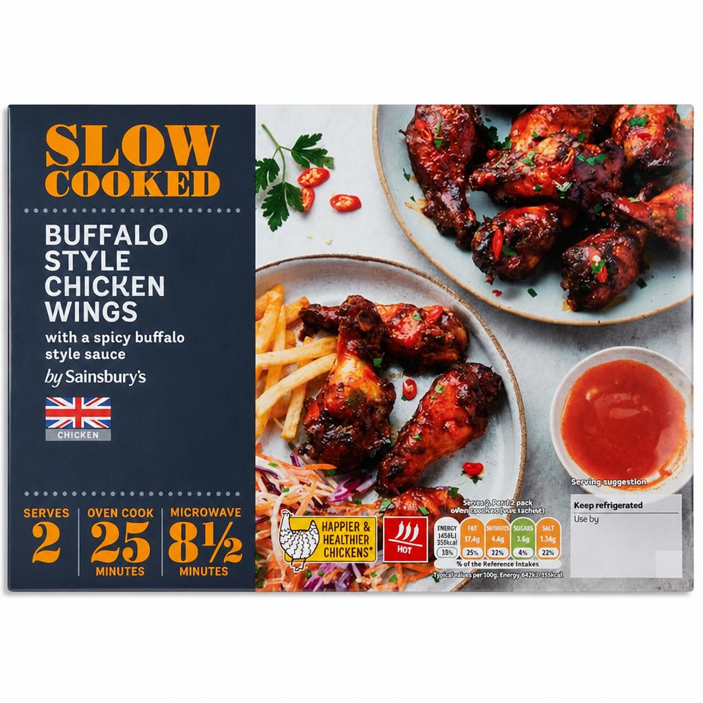 Sainsbury's Slow Cook Buffalo British Chicken Wings 600g (Serves 2)