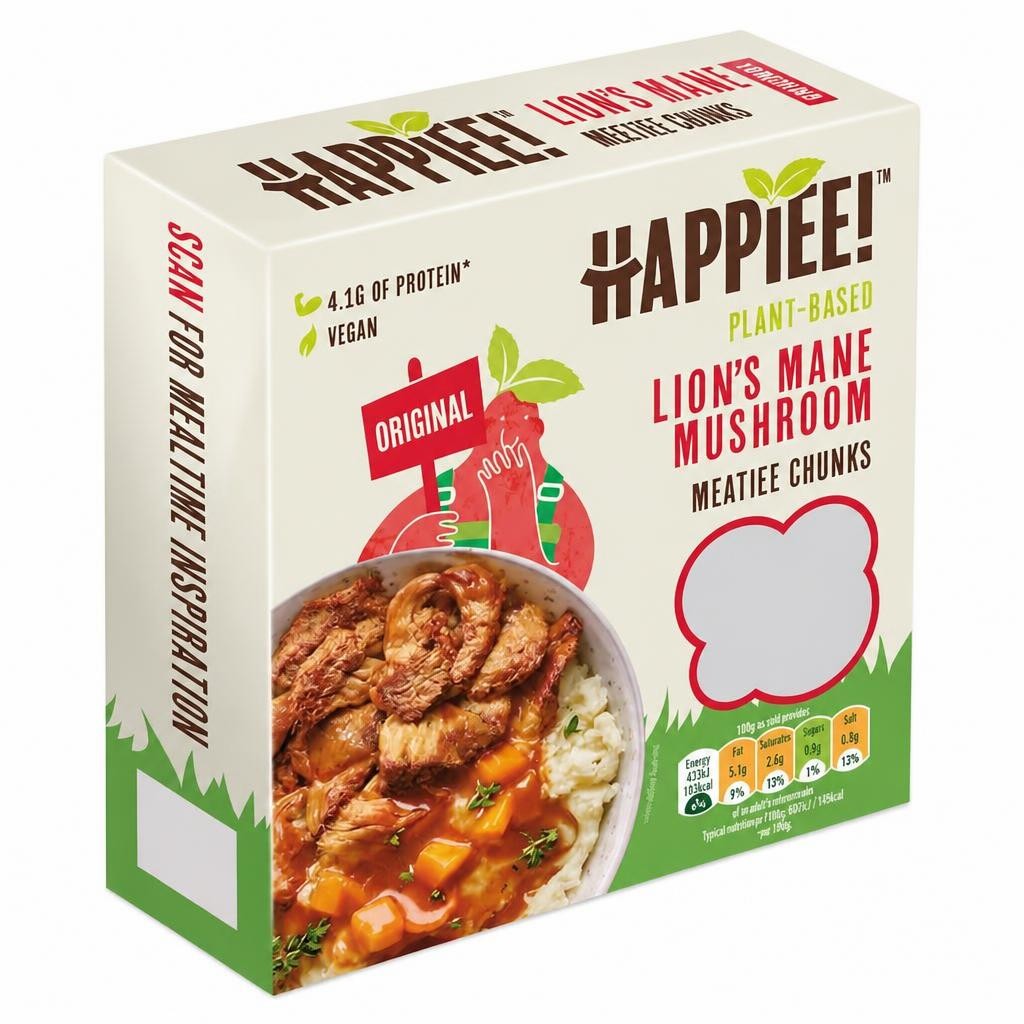 Happiee! Plant Based Lions Mane Mushroom Meatiee Chunks Original 180g