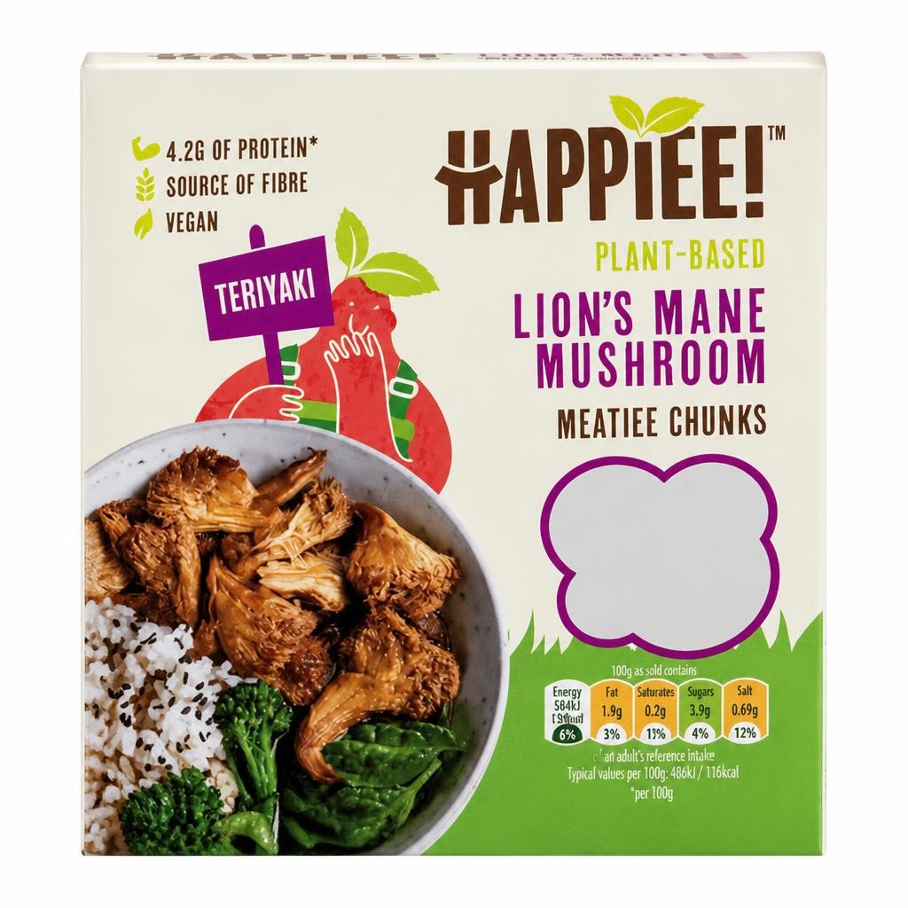 Happiee! Plant Based Lions Mane Mushroom Meatiee Chunks Teriyaki 180g