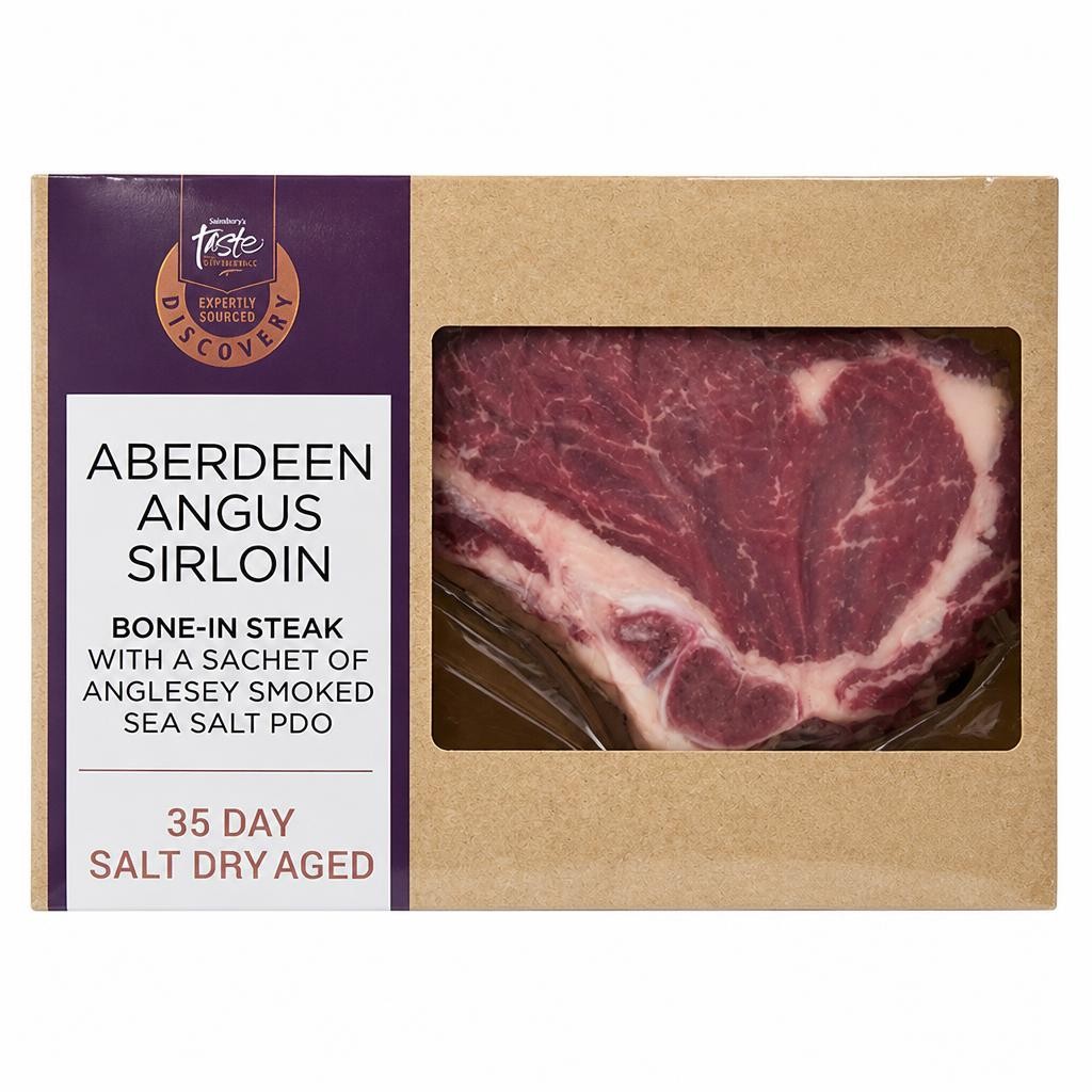 Sainsbury's Discovery (Approx.550g) 35 Day Salt Dry Aged Aberdeen Angus Sirloin Steak, Taste the Difference