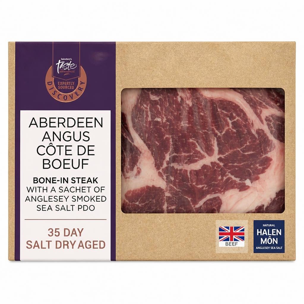 Sainsbury's Discovery (Approx.700g) 35 Day Salt Dry Aged Aberdeen Angus Cote de Boeuf Steak, Taste the Difference
