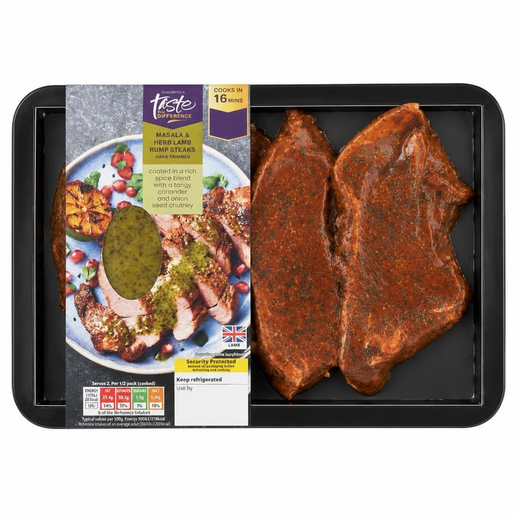 Sainsbury's Ready to Cook Masala & Herb Lamb Rump Steaks, Taste the Difference 430g