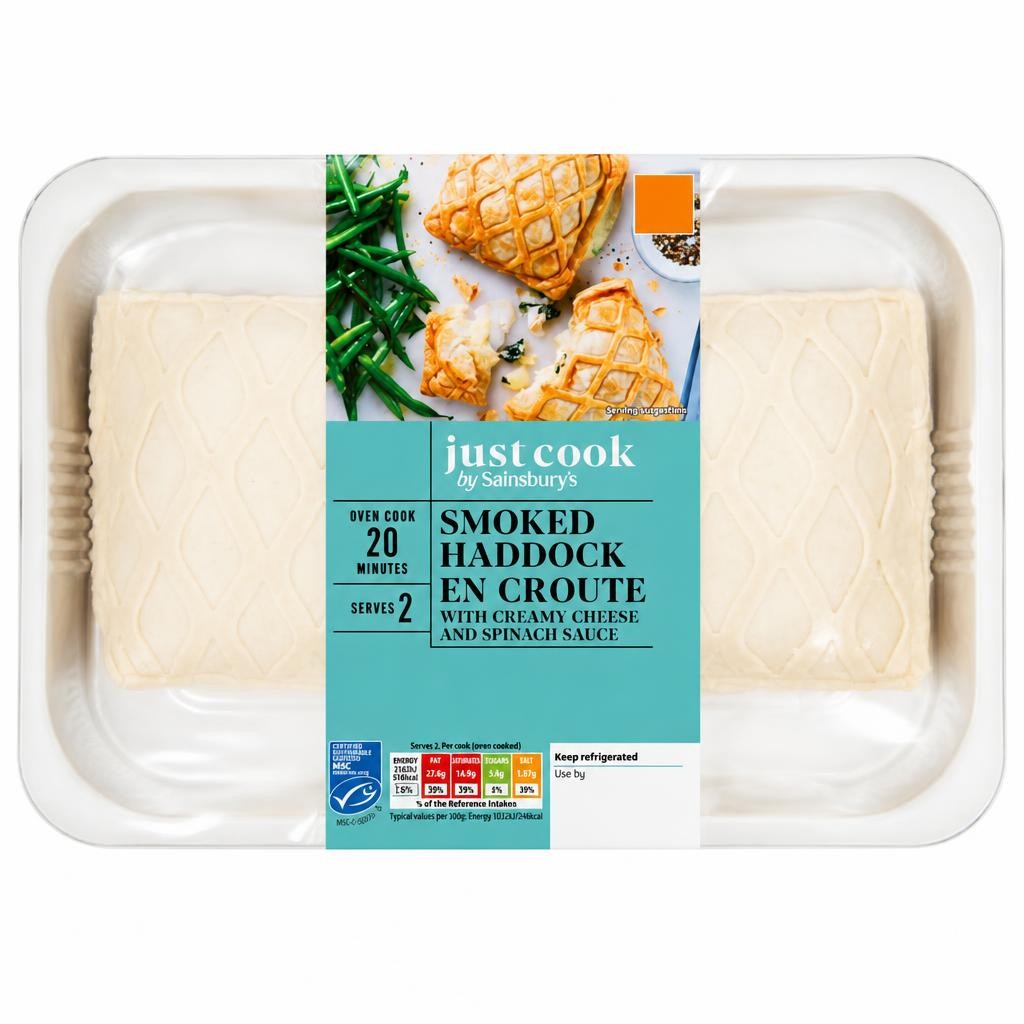 Sainsbury's Ready to Cook Smoked MSC Haddock En Croute x2 380g