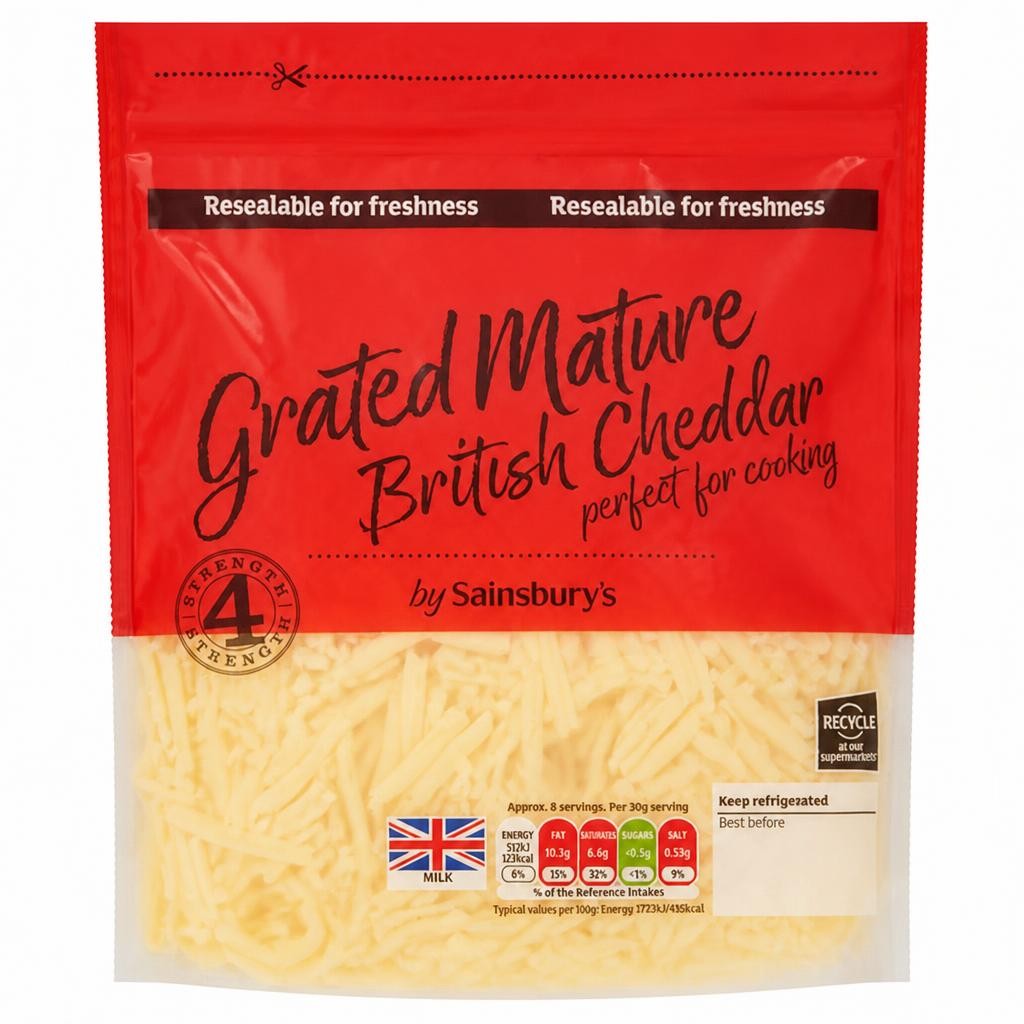 Sainsbury's British Mature Grated Cheddar Cheese 250g