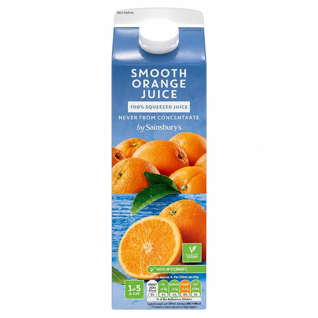 Sainsbury's 100% Pure Squeezed Smooth Orange Juice, Not From Concentrate 1L