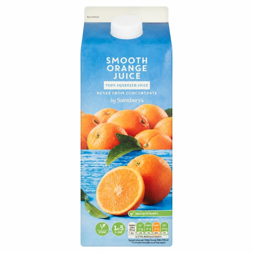 Sainsbury's 100% Pure Squeezed Smooth Orange Juice, Not From Concentrate 1.75L