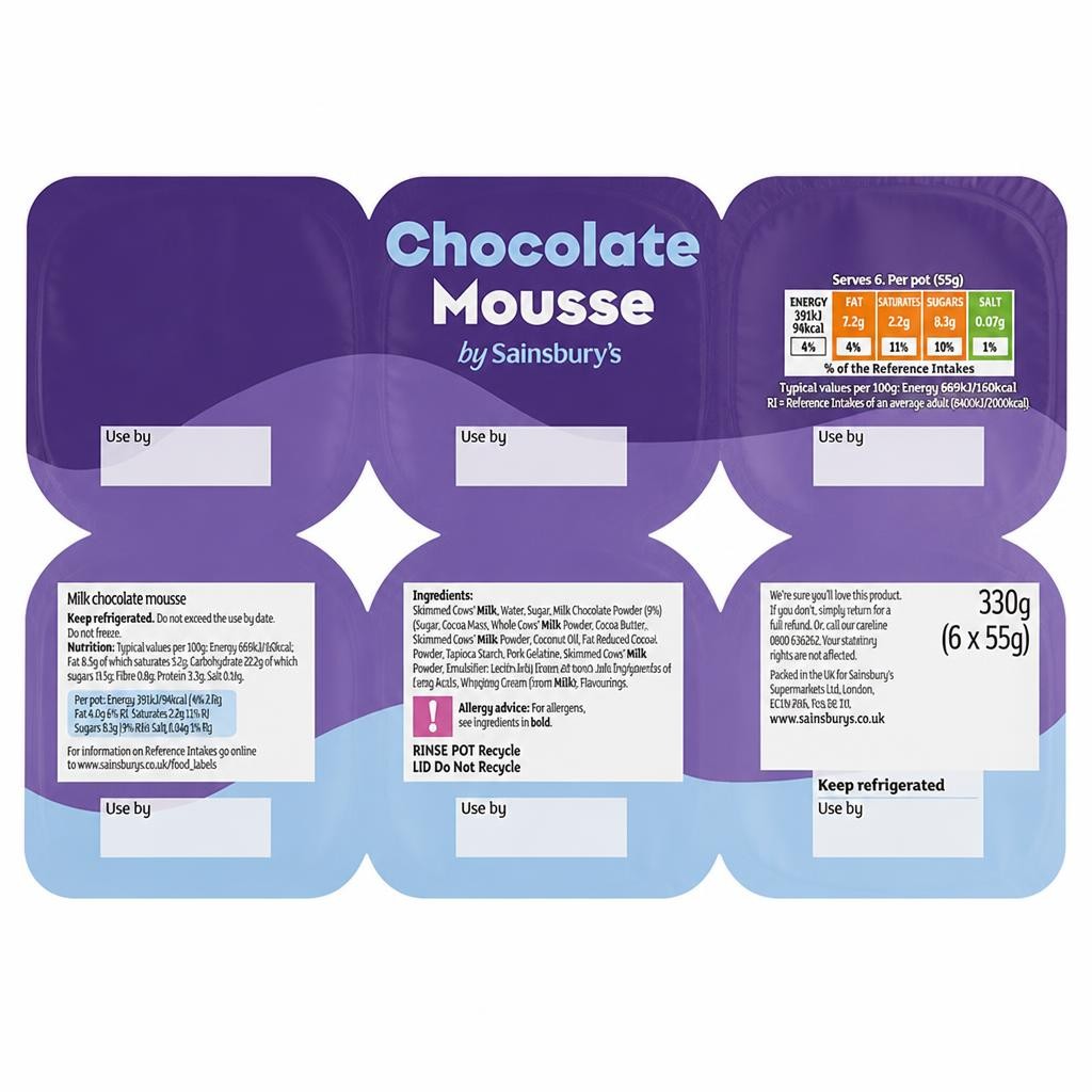 Sainsbury's 6 x 55g Chocolate Mousse