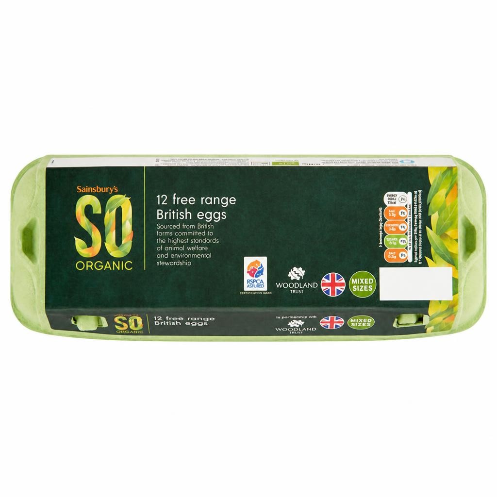 Sainsbury's Woodland Free Range Mixed Weight Eggs, SO Organic x12