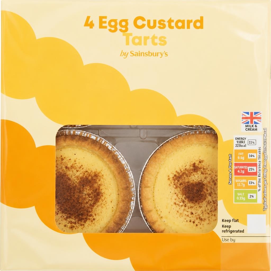 Sainsbury's Egg Custard Tarts 4 x 81g