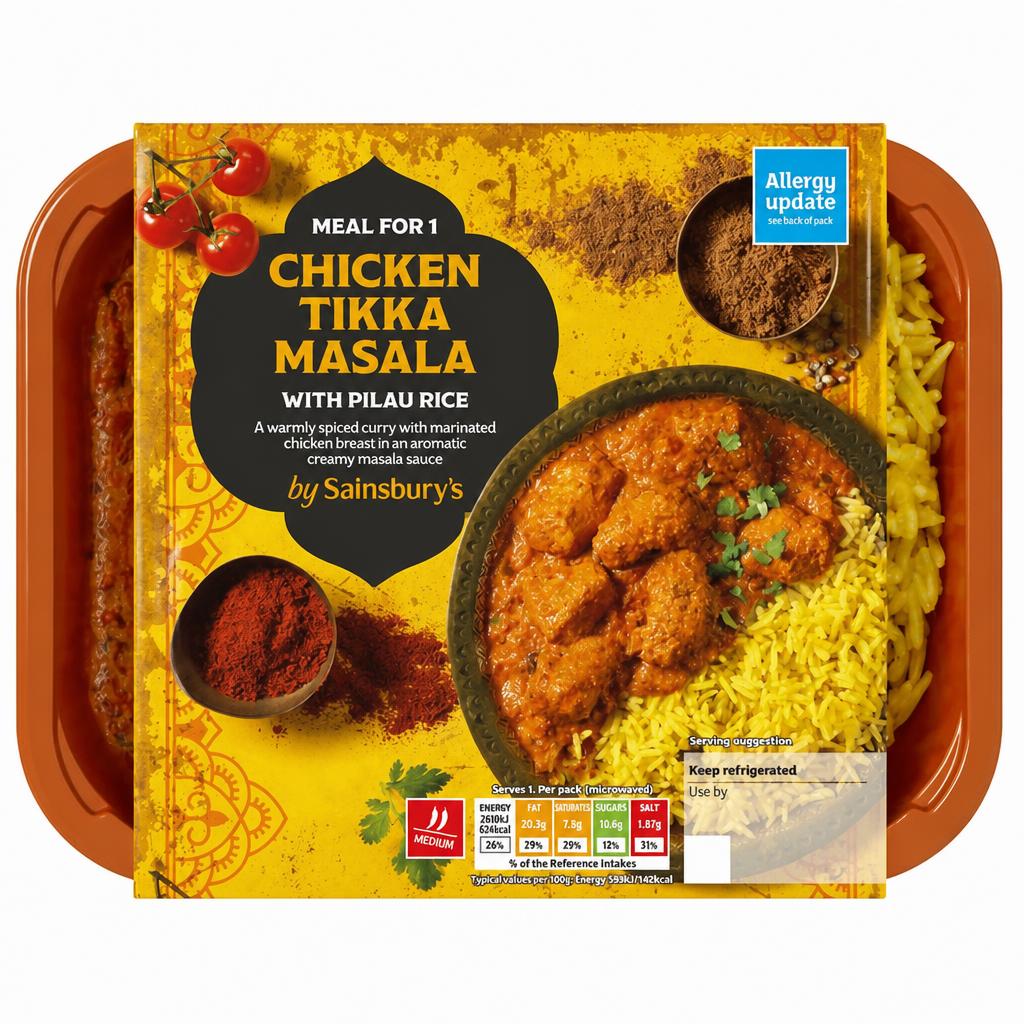 Sainsbury's Indian Chicken Tikka Masala with Pilau Rice Ready Meal for 1 400g