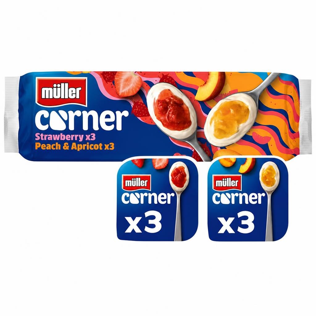 Müller Corner Strawberry & Peach & Apricot Yogurts 6x136g