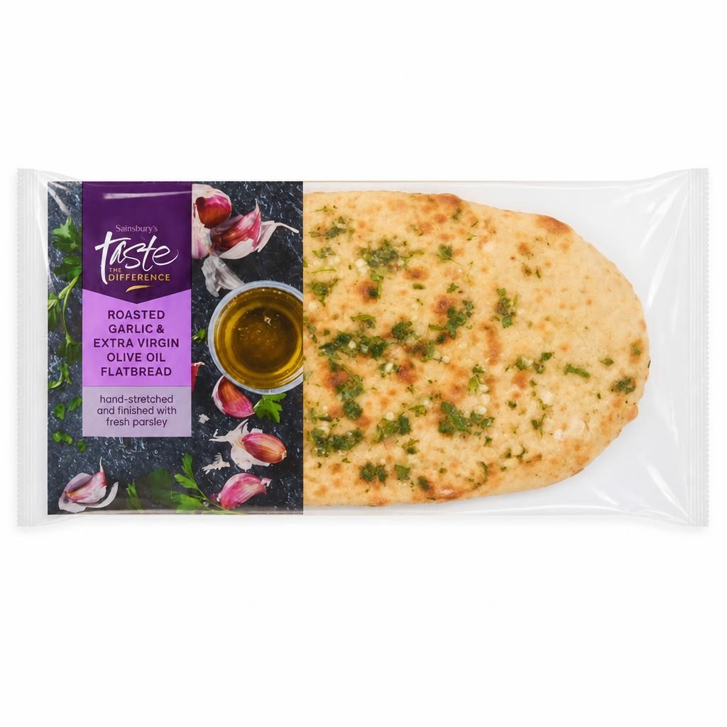 Sainsbury's Garlic Flatbread, Taste the Difference 195g