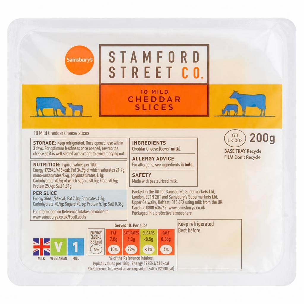 Stamford Street Co. Mild Cheddar Slices x10 200g