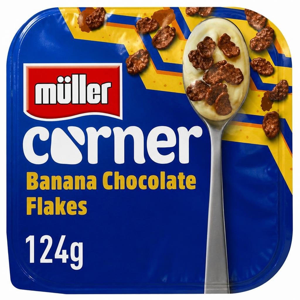 Muller Corner Banana Yogurt with Chocolate Flakes 124g