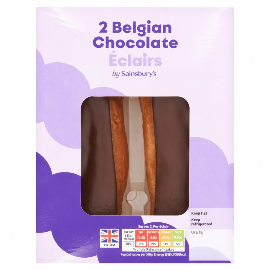 Sainsbury's Belgian Chocolate Eclairs 2 x 55g