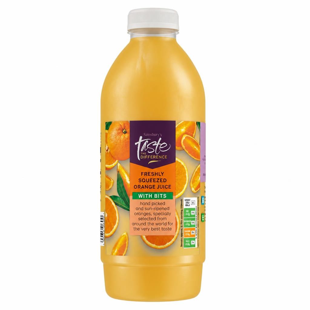 Sainsbury's Freshly Squeezed Orange Juice with Bits, Taste the Difference 1L
