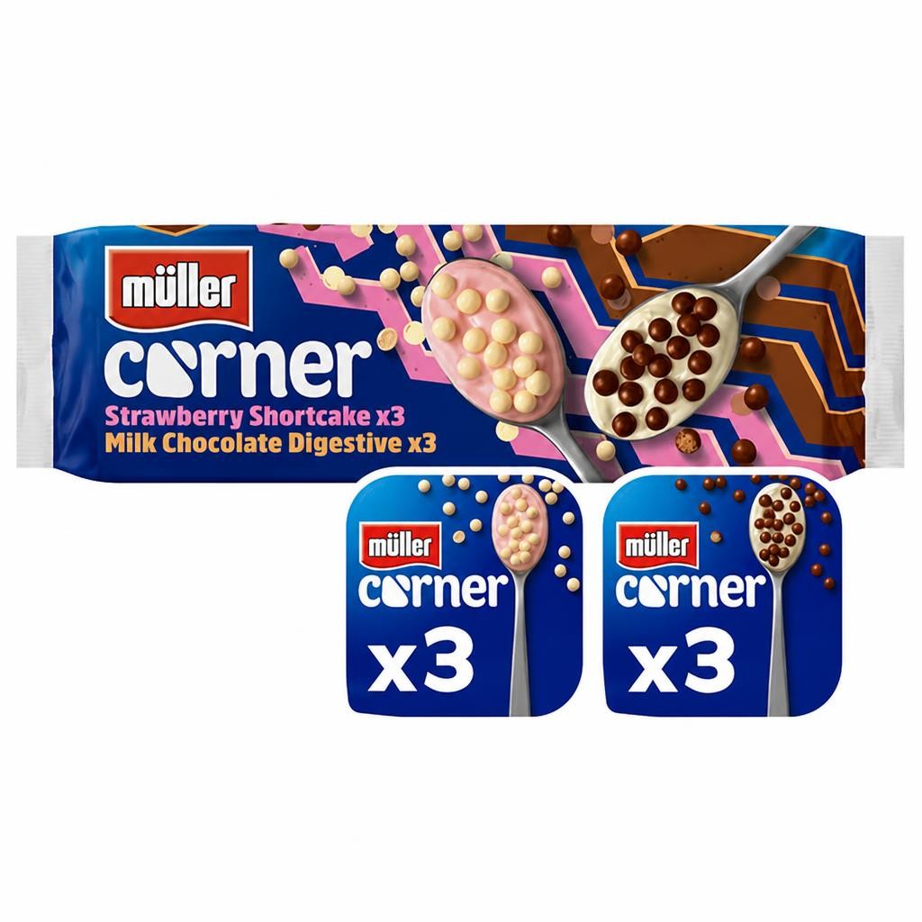 Müller Corner Chocolate Digestive & Strawberry Shortcake Yogurts 6x124g