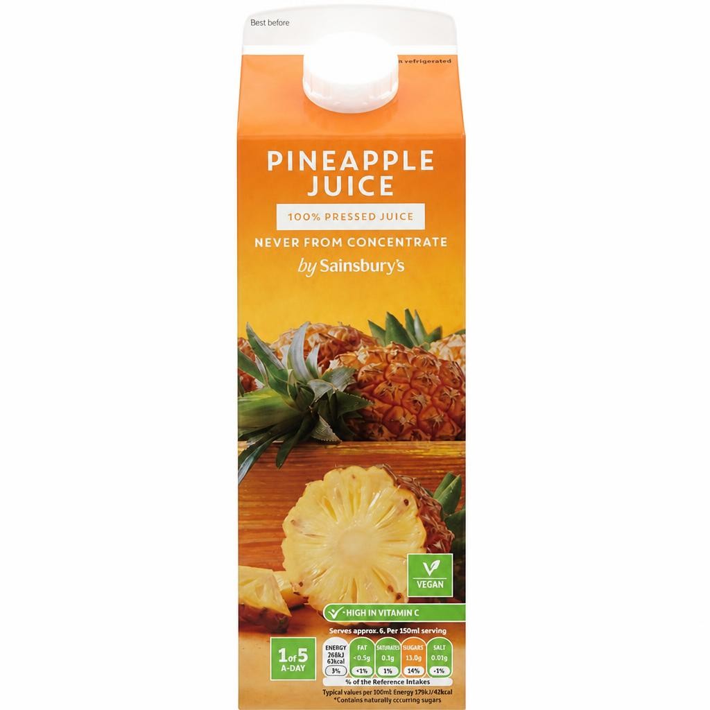 Sainsbury's 100% Pure Squeezed Pineapple Juice, Not From Concentrate 1L