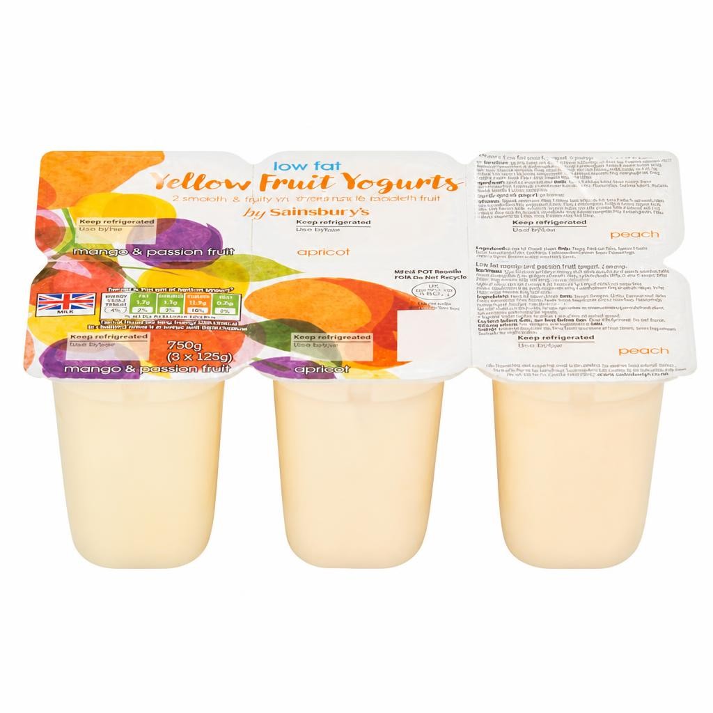 Sainsbury's Mixed Yellow Fruit Yogurt 6x125g