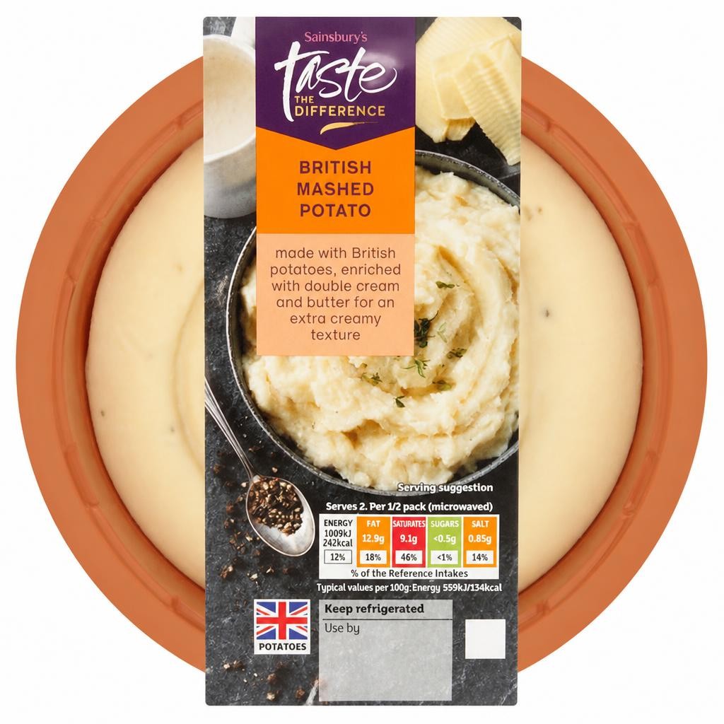 Sainsbury's Mashed Potato Seasoned with Cracked Black Pepper, Taste the Difference 400g