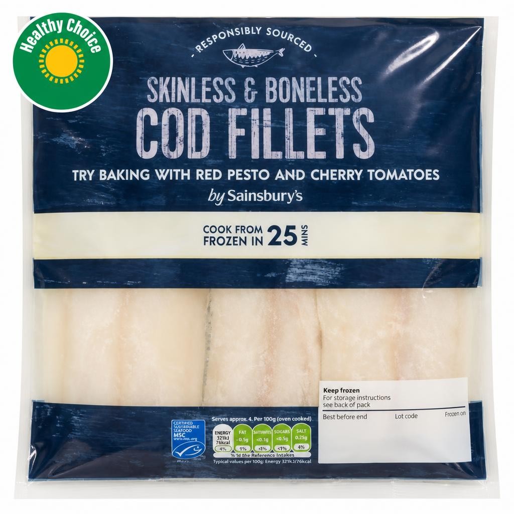 Sainsbury's Skinless & Boneless Cod Fillets 360g