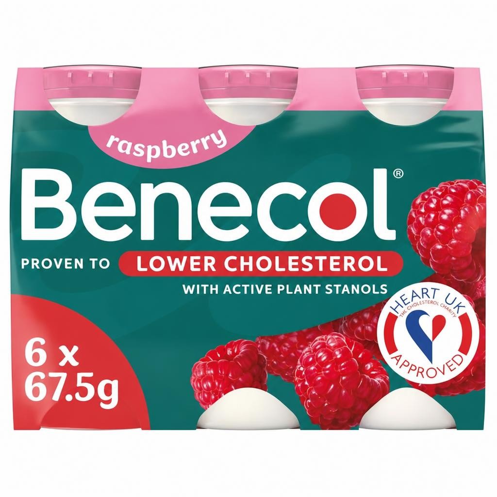 Benecol Raspberry No Added Sugar Yogurt Drink 6x67.5g