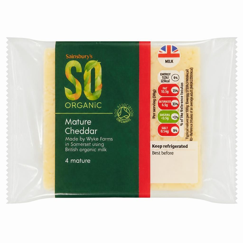 Sainsbury's Mature Cheddar Cheese, SO Organic 270g