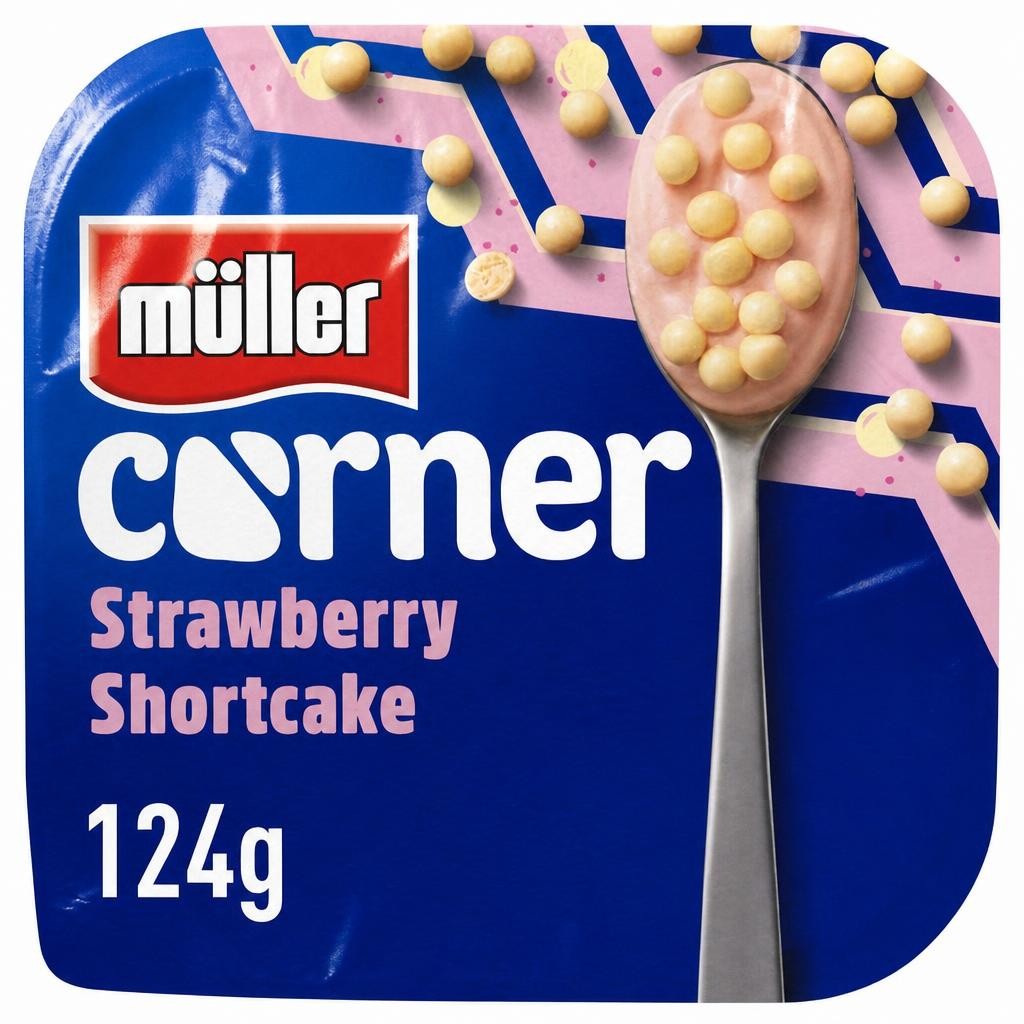 Müller Corner Strawberry Yogurt With White Chocolate Shortcake Balls 124g