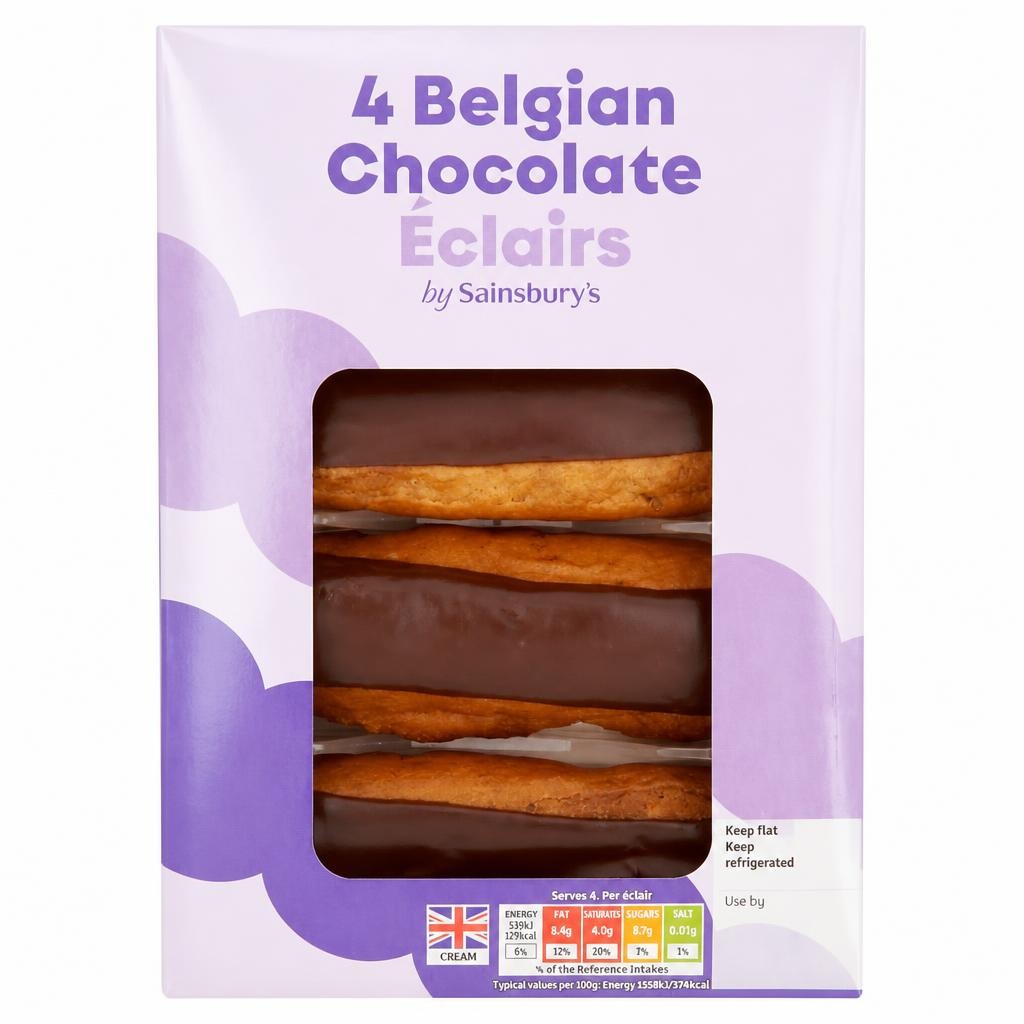 Sainsbury's Belgian Chocolate Eclairs 4x34g