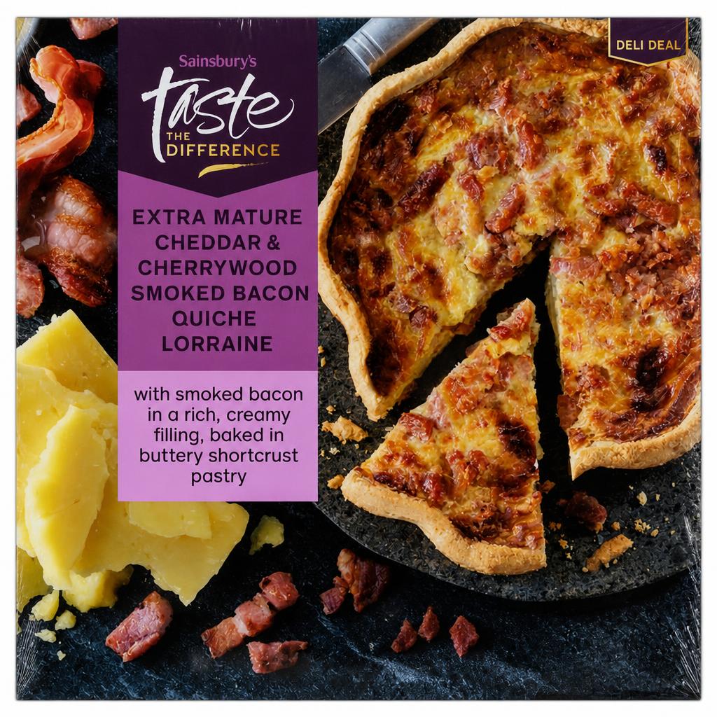 Sainsbury's Extra Mature Cheddar & Cherrywood Smoked Bacon Quich Lorraine, Taste the Difference 400g