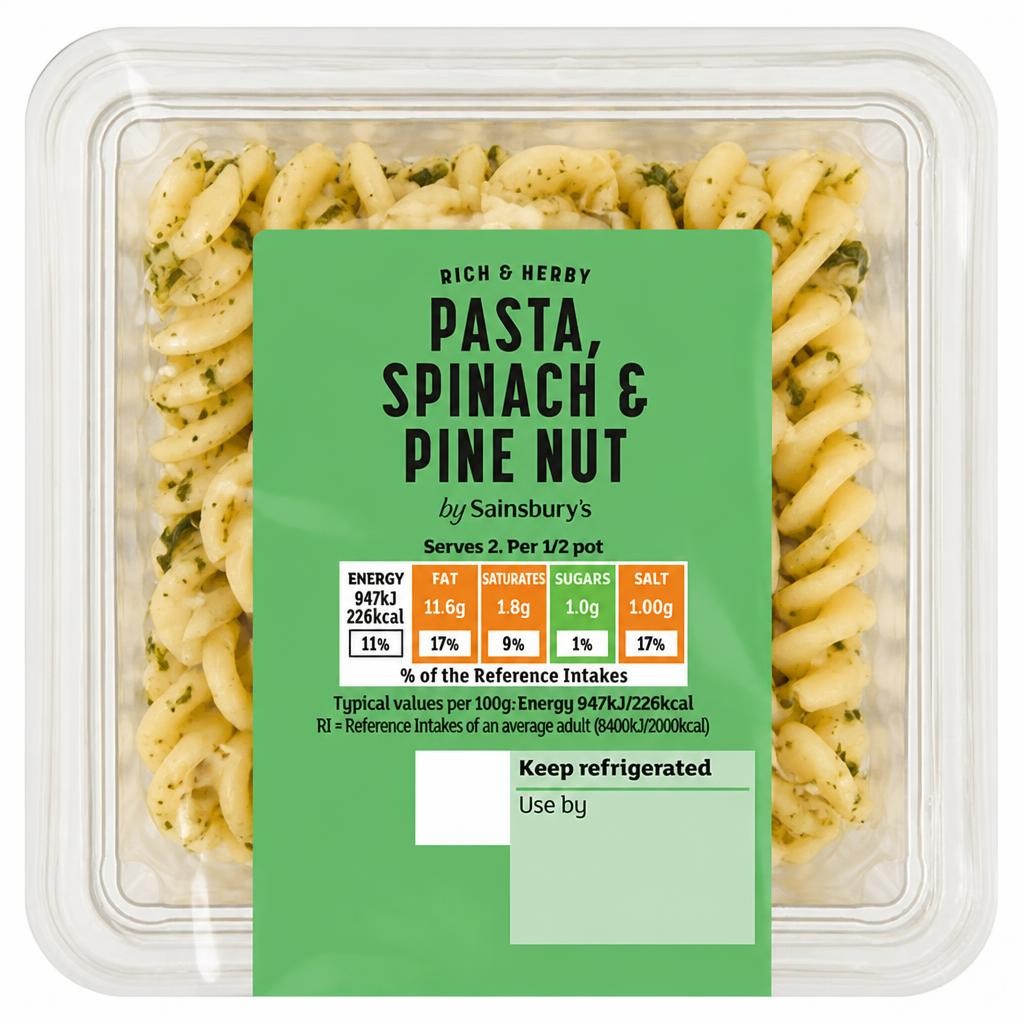 Sainsbury's Pasta, Spinach & Pinenut Salad 200g