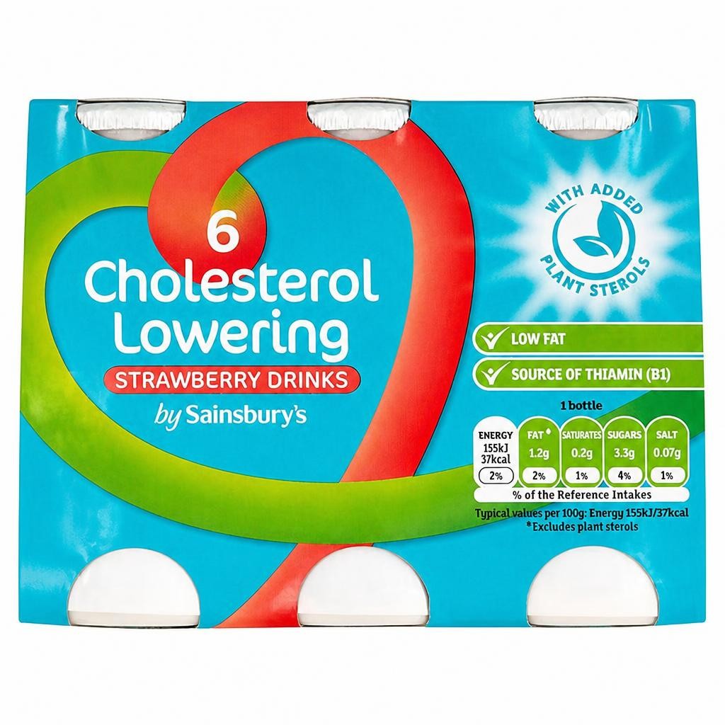 Sainsbury's Cholesterol Lowering Drink Strawberry 6x100g