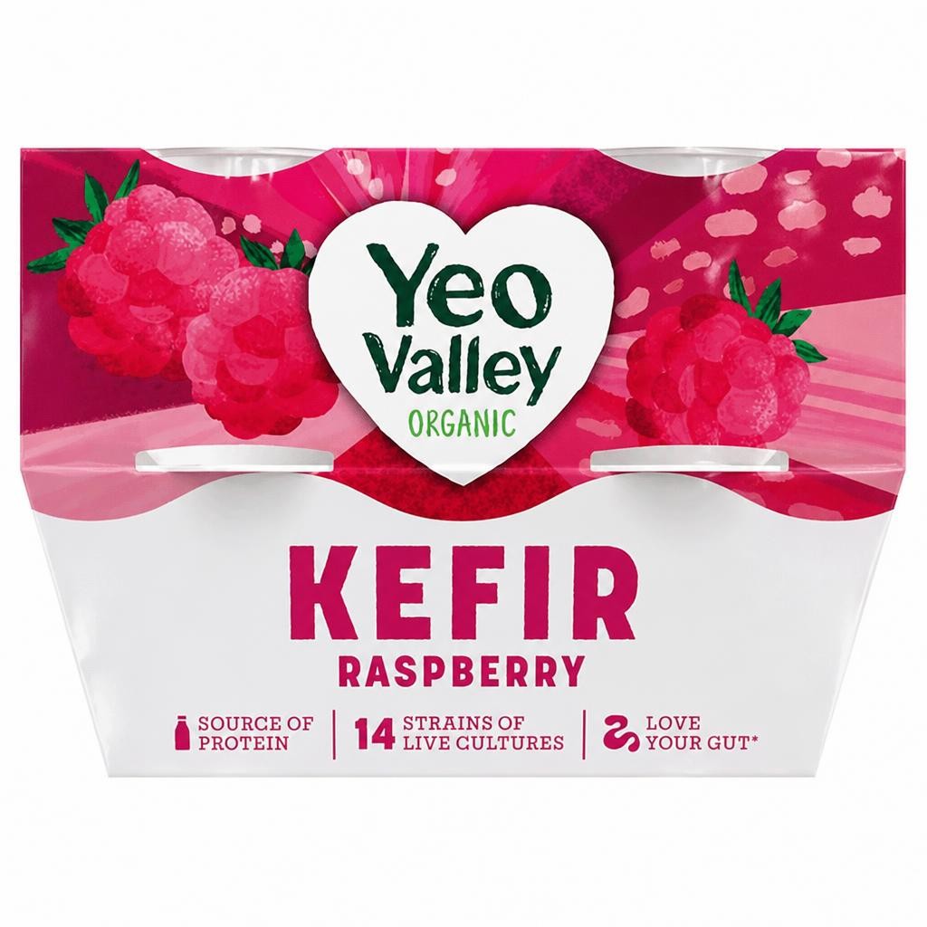 Yeo Valley Organic Kefir Raspberry Yogurt Pack 4x100g