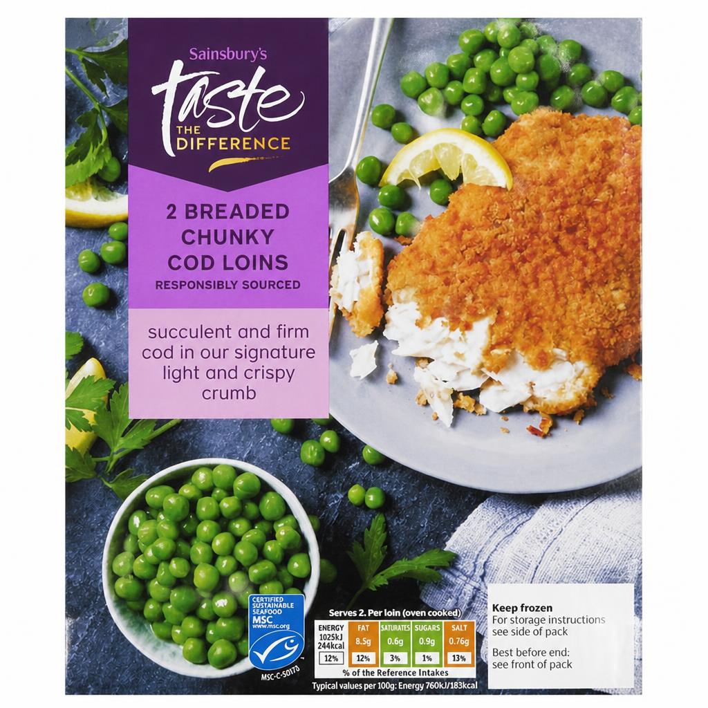 Sainsbury's Breaded Chunky Cod Loins, Taste the Difference x2 300g
