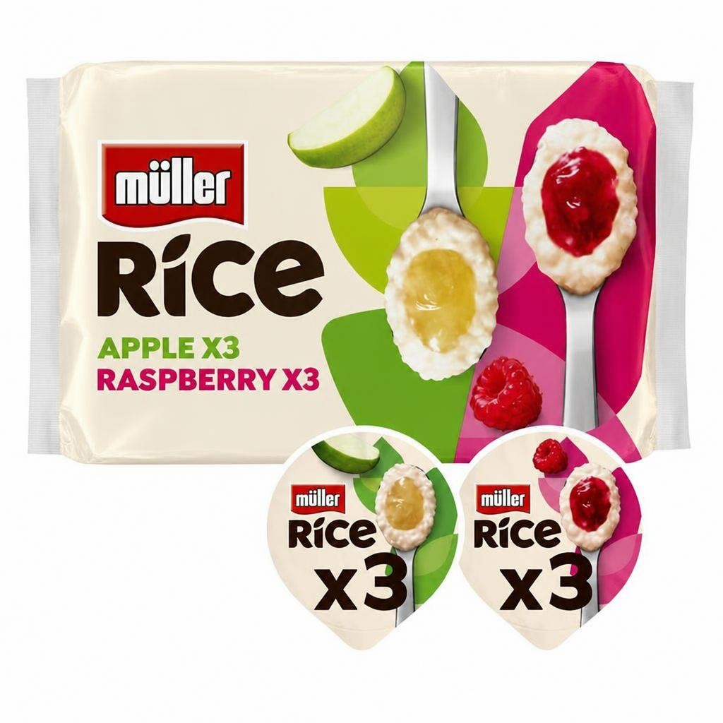 Muller Rice Apple & Raspberry Low Fat Pudding Dessert 6x170g