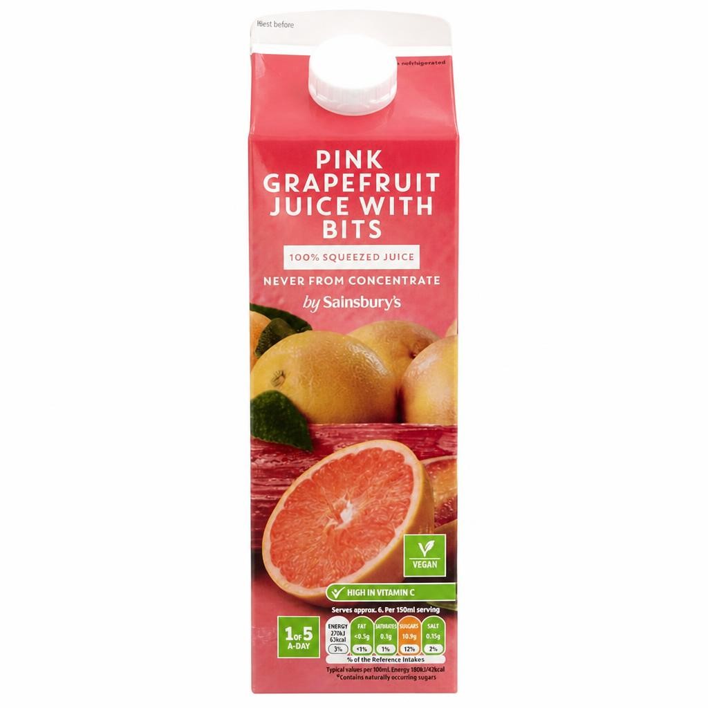 Sainsbury's 100% Pure Squeezed Pink Grapefruit Juice, Not From Concentrate 1L