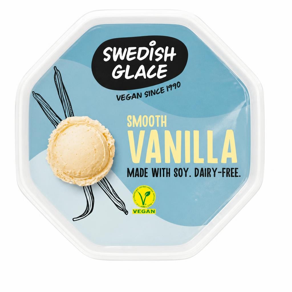 Swedish Glace 750ml Smooth Vanilla Non Dairy Vegan Ice Cream Tub
