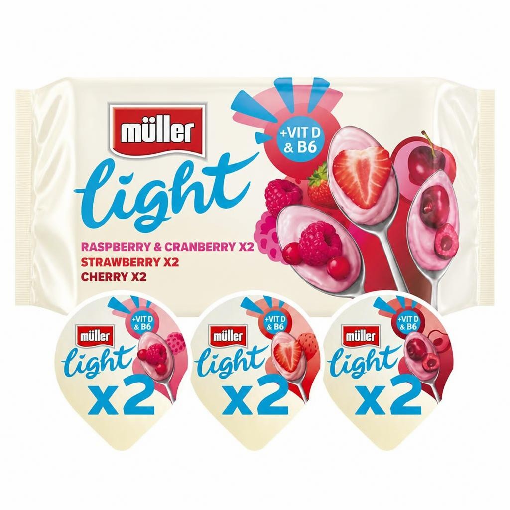 Müller Light Red Fruits Fat Free Yogurts 6x140g