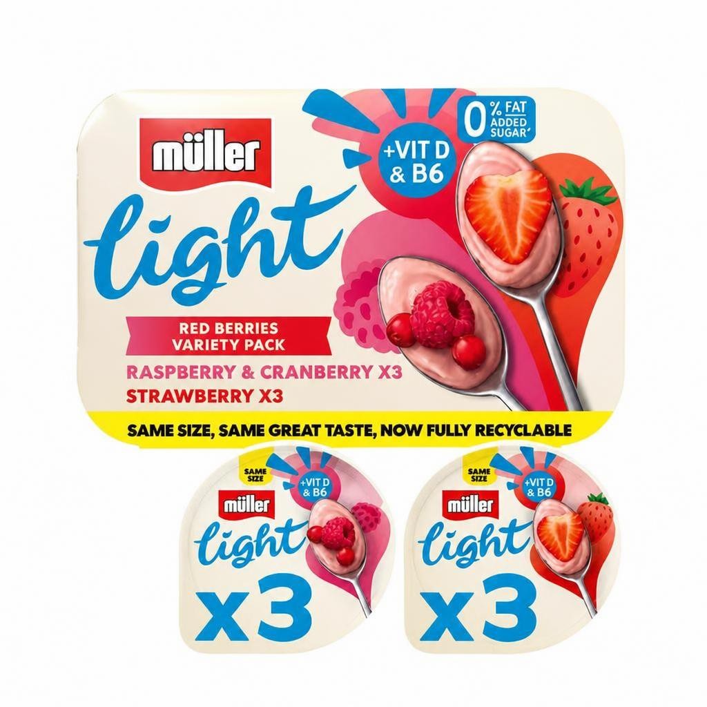 Müller Light Red Fruits Fat Free Yogurts 6x140g