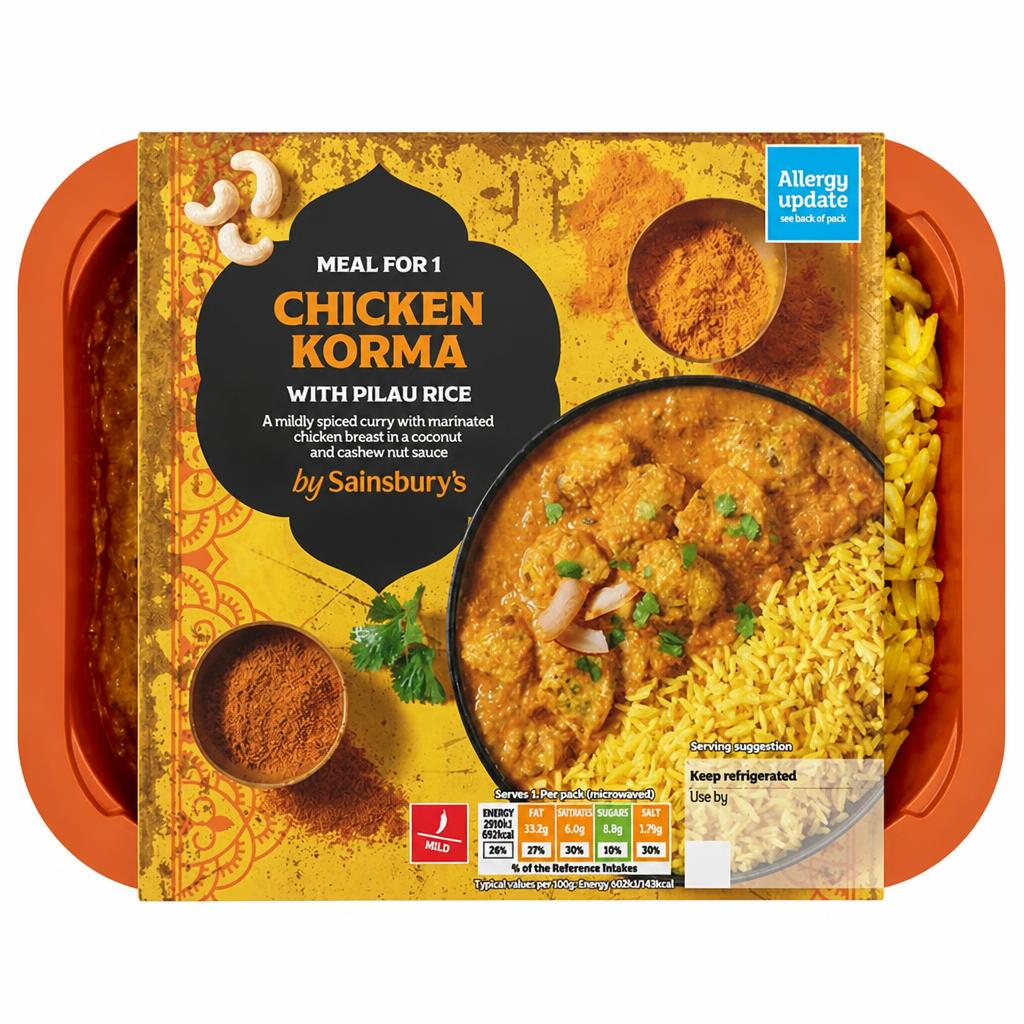 Sainsbury's Indian Chicken Korma with Pilau Rice Ready Meal for 1 400g