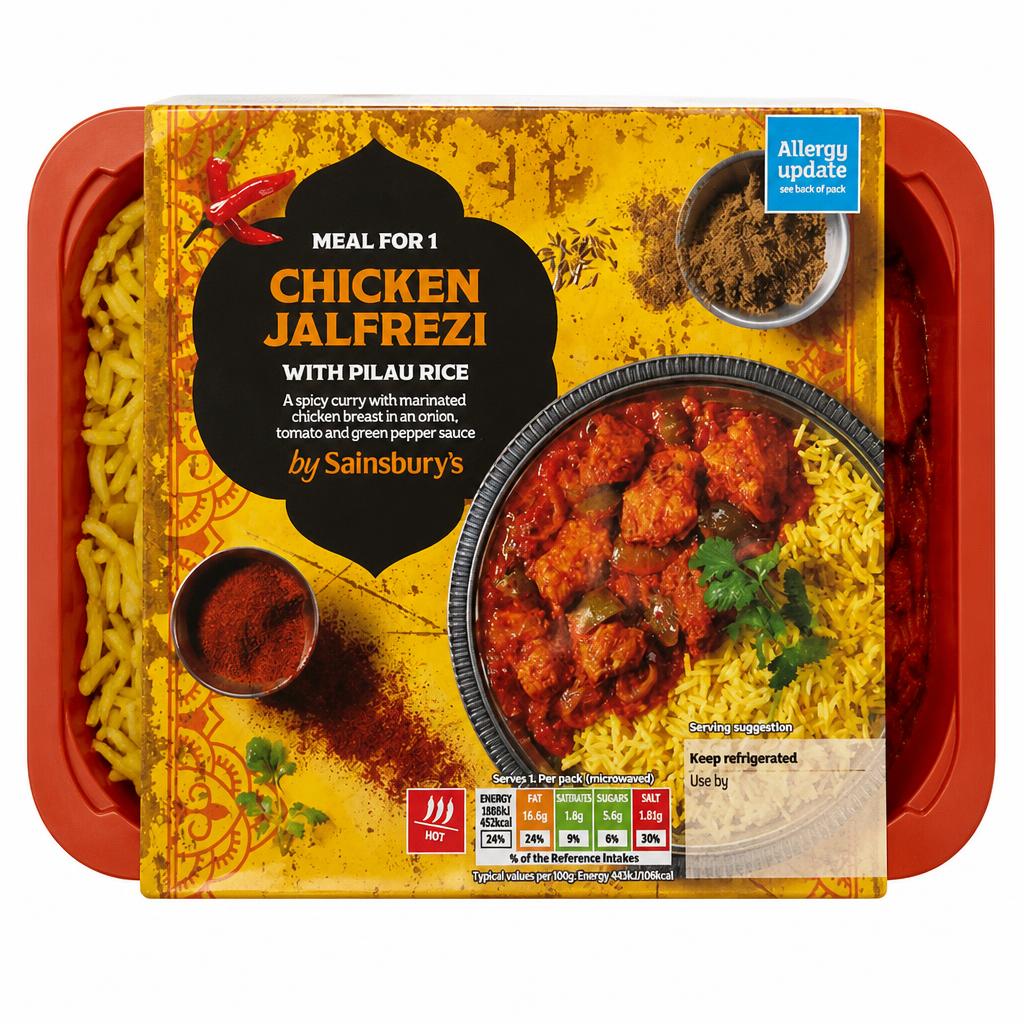 Sainsbury's Indian Chicken Jalfrezi with Pilau Rice Ready Meal for 1 400g