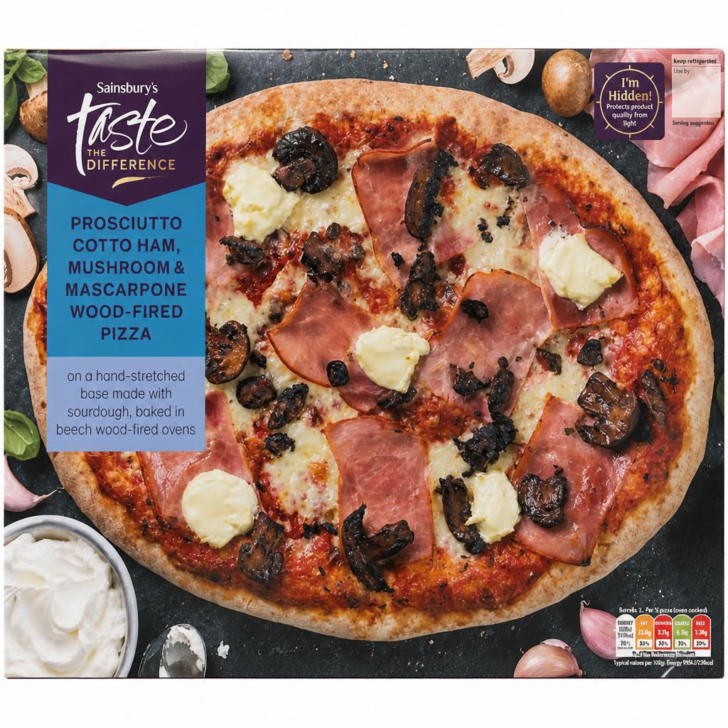 Sainsbury's Prosciutto Mushroom & Mascarpone Pizza, Taste the Difference 480g