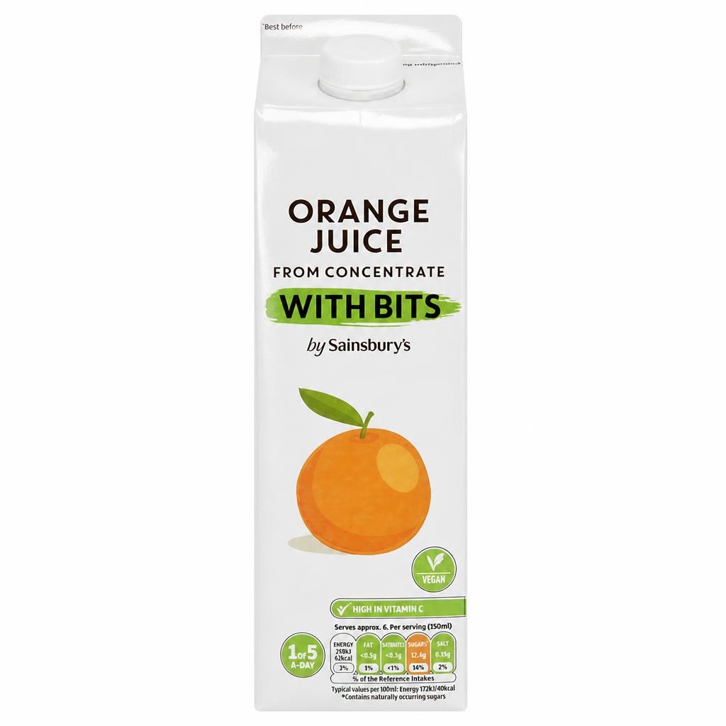 Sainsbury's Pure Orange Juice with Juicy Bits 1L
